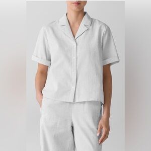 NWT Eileen Fisher Check Organic Cotton
Seersucker Button-Up Shirt, M